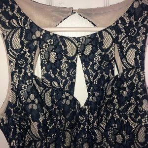 Navy Lace overlay mini dress